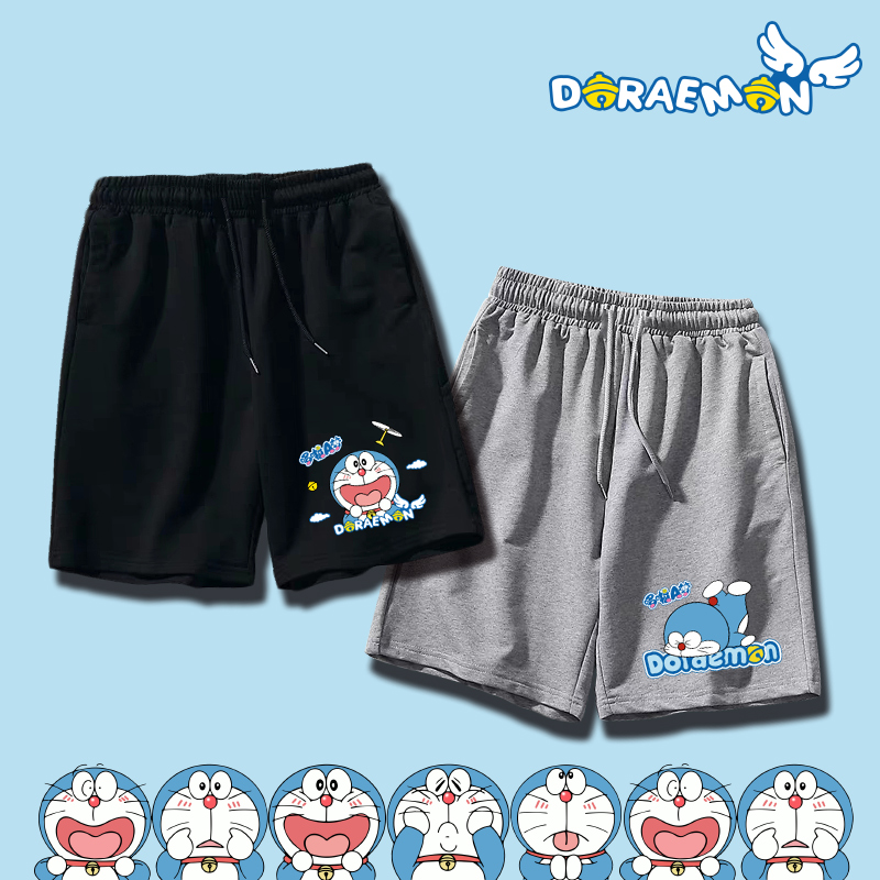 日系动漫卡通叮当猫运动纯棉短裤可定制哆啦A梦时尚大码五分裤潮