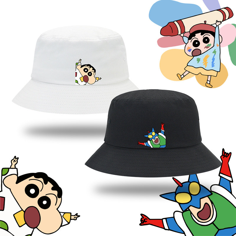 卡通蜡笔小新日系动漫运动防晒太阳帽动感超人ins超火韩版渔夫帽