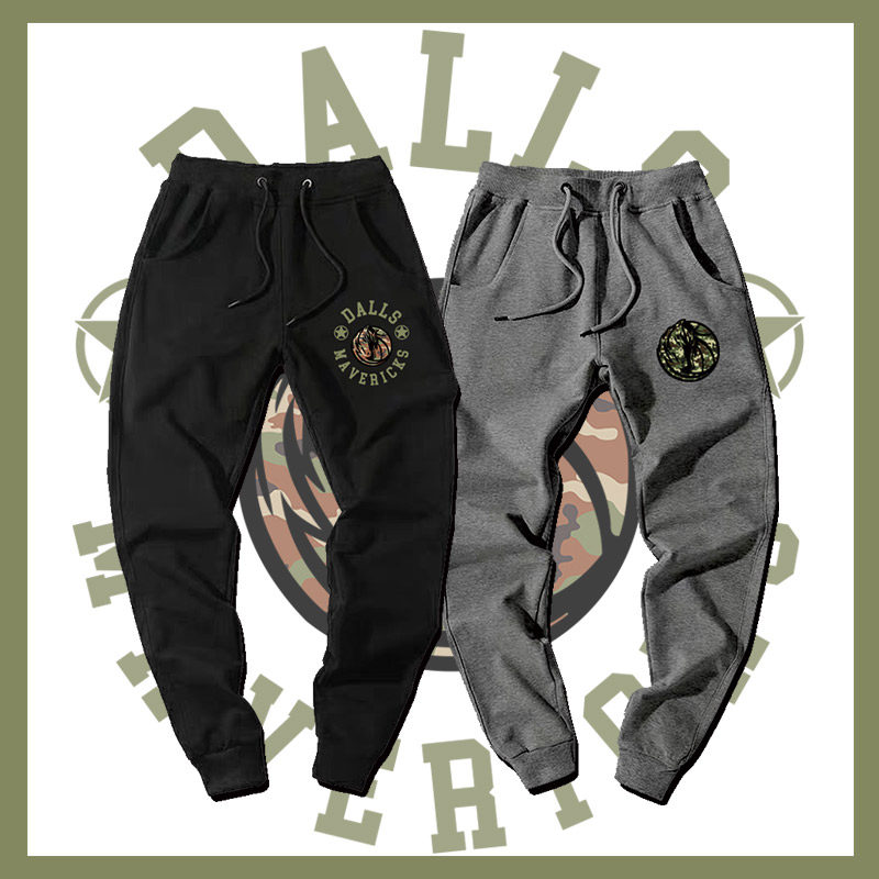 篮球运动迷彩风达拉斯独行侠小牛队东契奇纯棉卫裤大码修身长裤潮