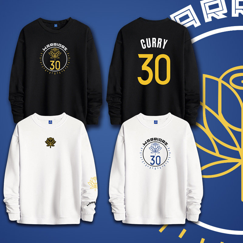 可定制勇士新款队服库里curry训练球服宽松透气保暖运动圆领卫衣