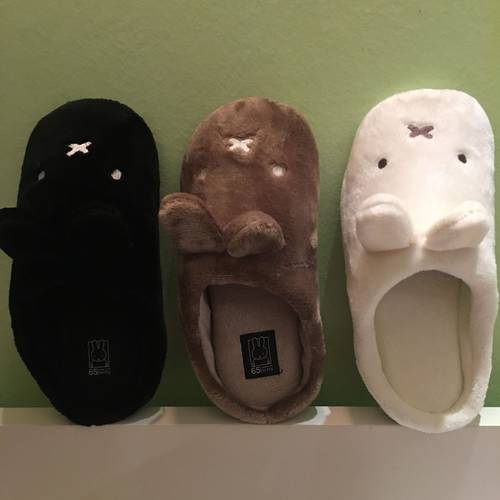 2双日系绒面卡通包头女款居家鞋