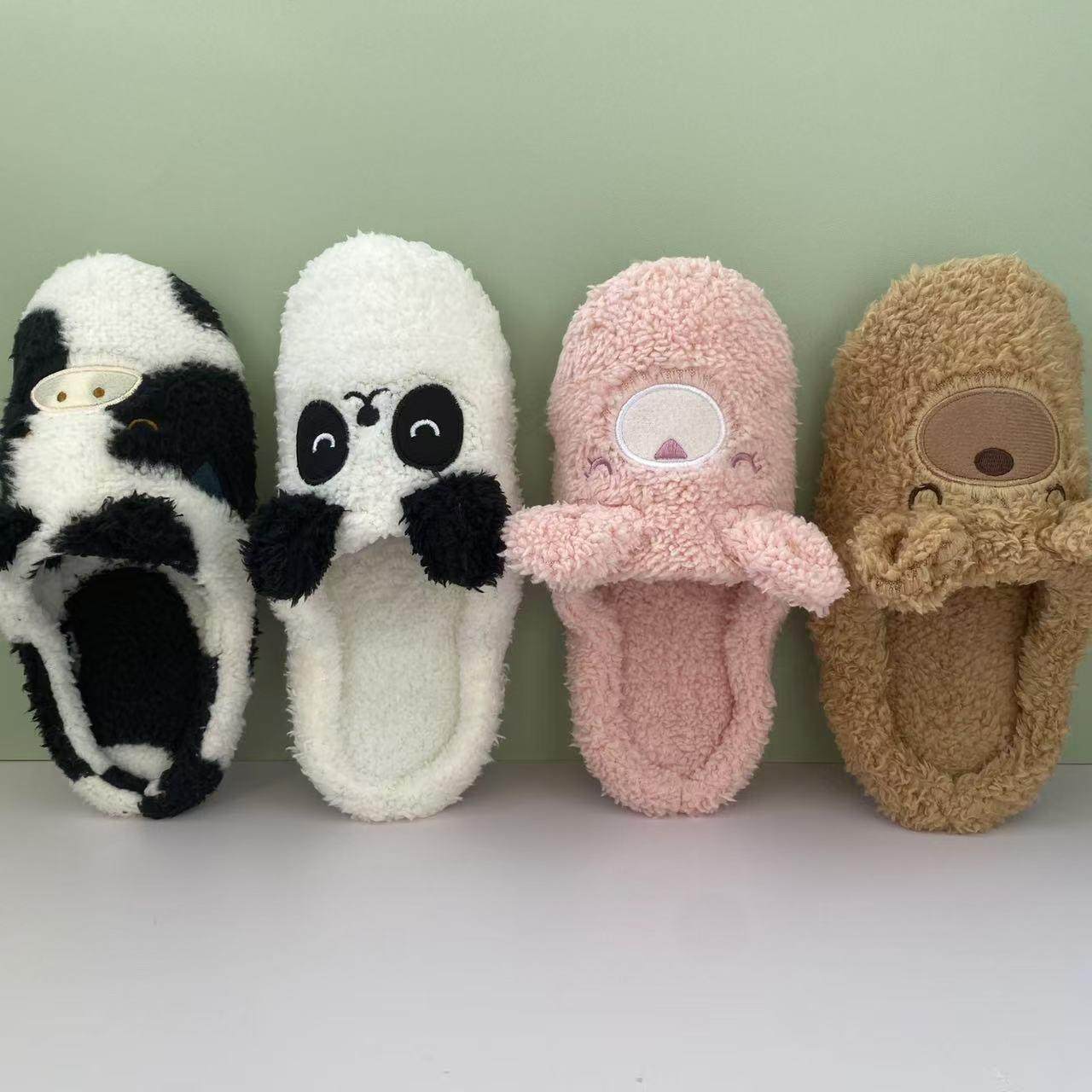 满2双包邮 日本单秋冬加绒保暖可爱动物情侣男士女士居家鞋棉拖鞋,居家布艺,居家棉拖/棉鞋,淘宝优惠券,粉丝福利购,淘宝优惠卷