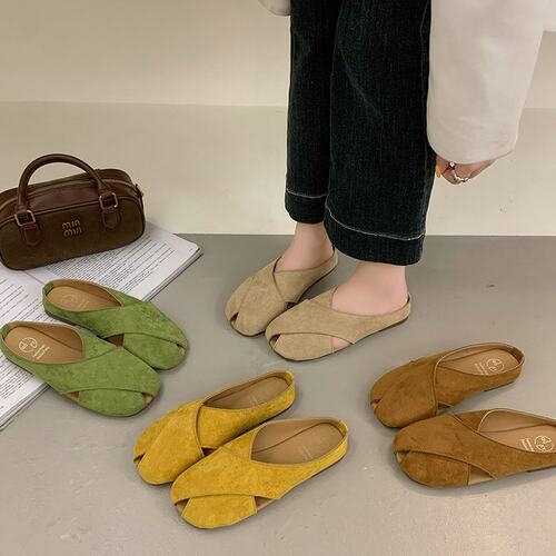 软底鱼嘴包头半拖鞋女夏季外穿2026新款孕妇一脚蹬懒人勃肯凉拖鞋