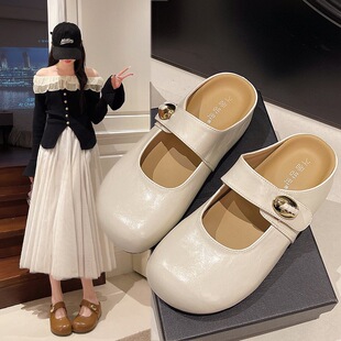 厚底勃肯鞋包头半拖鞋女夏外穿2026新款配裙子一脚蹬凉拖单鞋