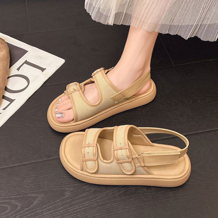 厚底勃肯凉鞋女款2026夏季新款软底不累脚休闲露趾沙滩凉鞋罗马鞋