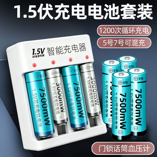 1.5V5号充电电池大容量快充家用卧式锂钛电池套装智能门锁专用
