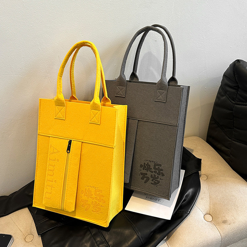 大容量毛毡包学生包字母款补课包单肩文件袋拉链手提袋补习袋定制