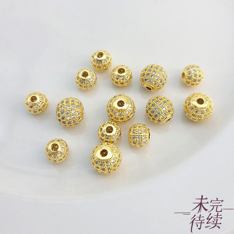 18K包金保色镶钻满天星锆石球隔珠散珠diy串珍珠项链手链饰品配件图片