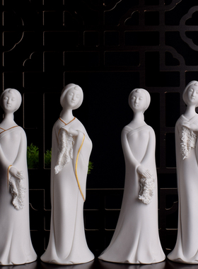 工艺品中式风禅意人物德化白瓷