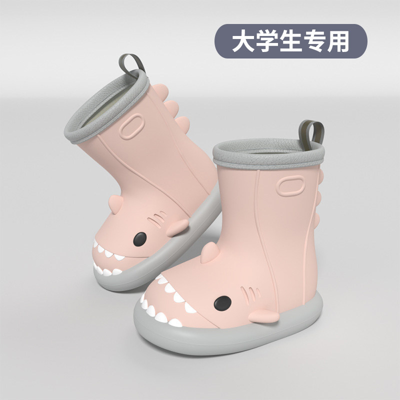 成人鲨鱼雨鞋防雨套鞋防水防滑时尚可爱网红雨靴赶海水鞋女款夏季