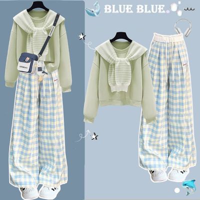 韩系大姐姐温柔甜美卫衣少女套装