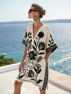 200斤可穿度假沙滩裙 裙波西米亚连衣裙特大码 宽松大码 民族风长衫