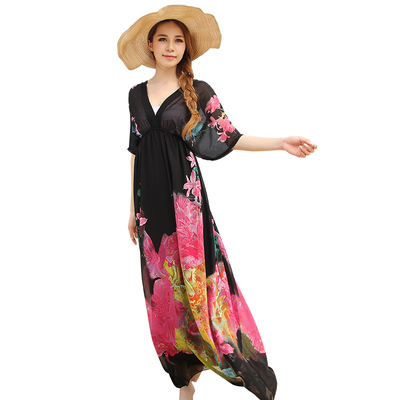 墨莎三亚海边度假仙女雪纺连衣裙