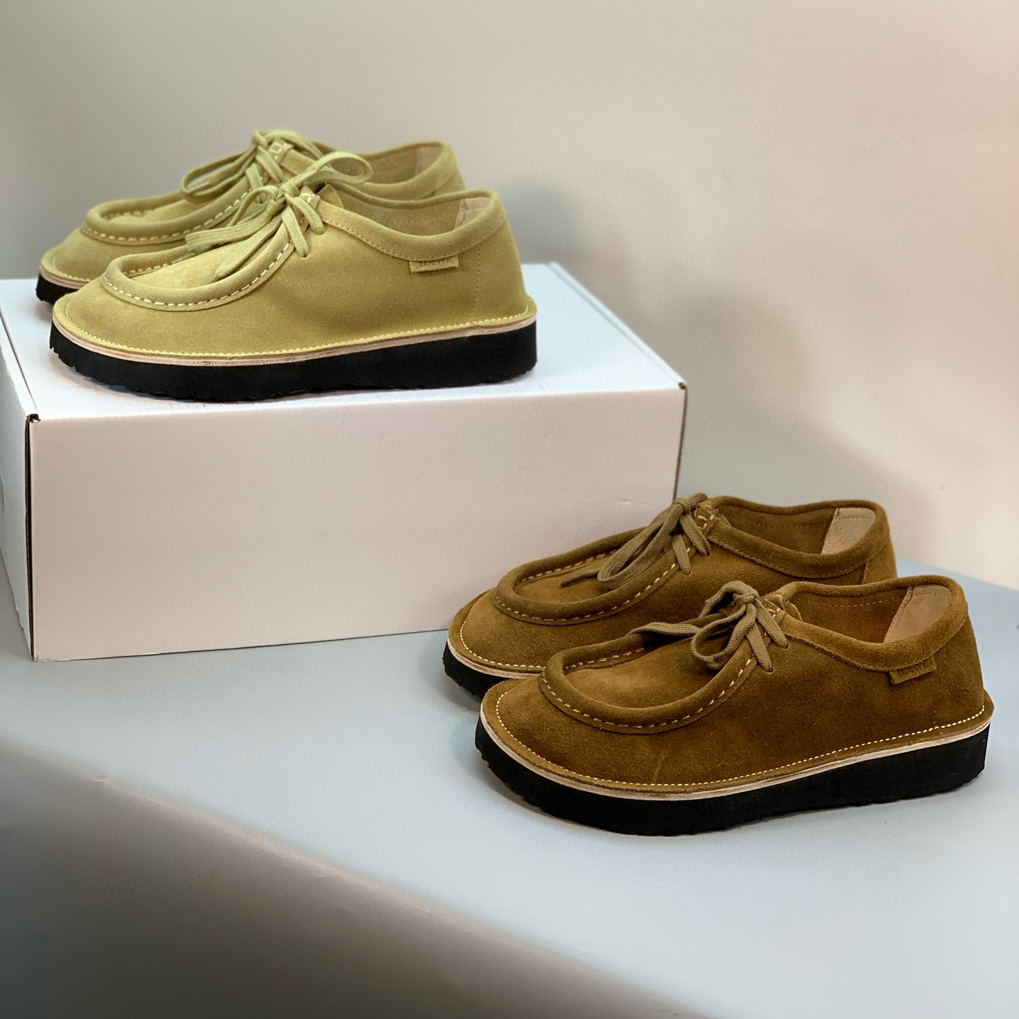 乐福鞋小众复古牛反绒单鞋袋鼠鞋