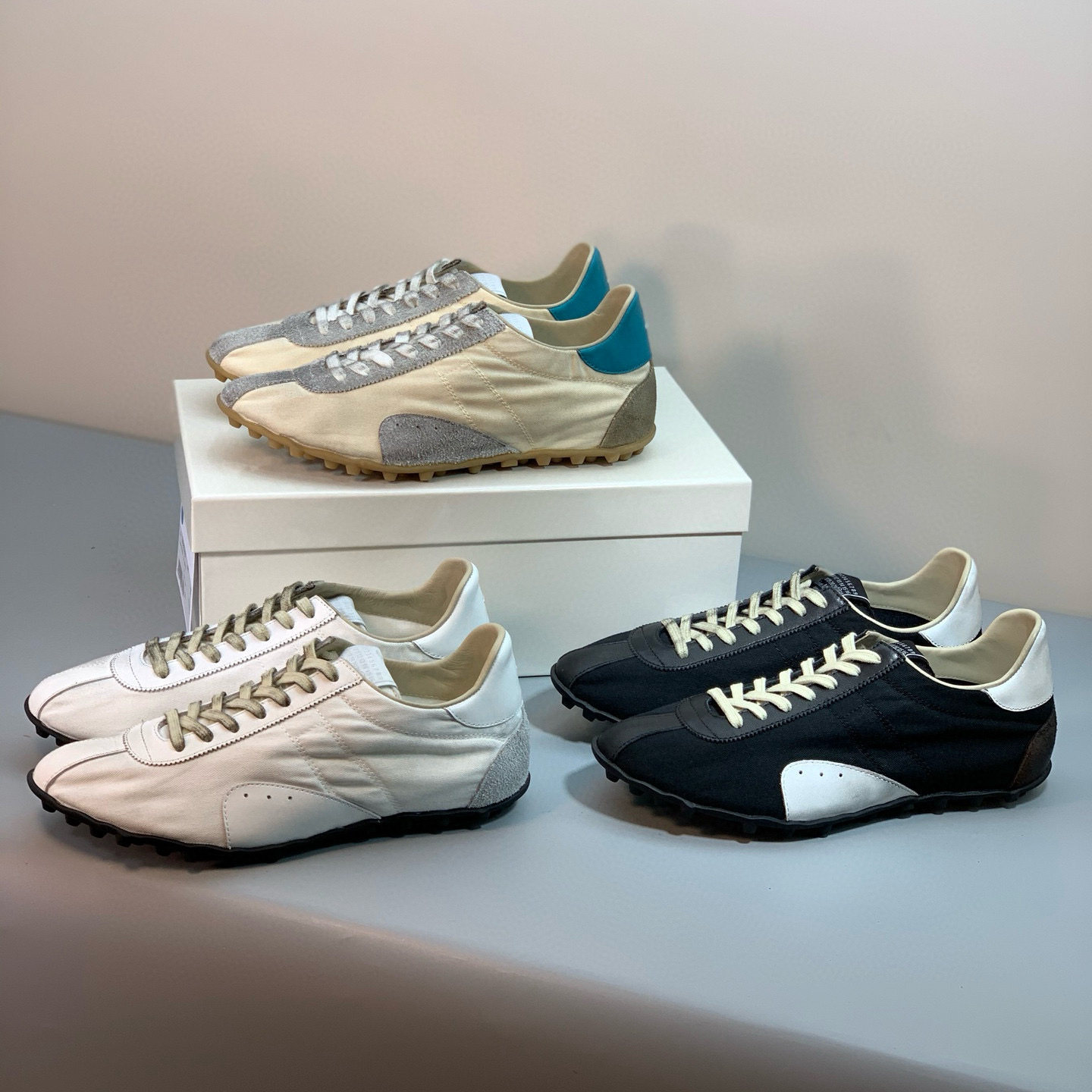 休闲鞋春夏法式小众复古运动鞋牛皮拼色系带做旧脏脏鞋软面德训鞋,女鞋,时尚休闲鞋,淘宝优惠券,粉丝福利购,淘宝优惠卷