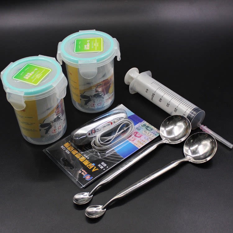 产品示范工具卫生巾通用示范杯子带刻度双头勺带语音验磁笔针筒