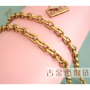 古金色小包链 纯铜细包链子斜跨百搭肩带包带金属链复古包带