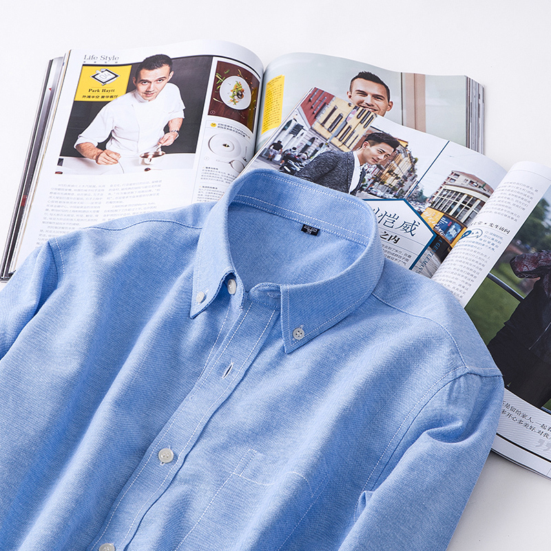 2018秋冬季牛津纺男士长袖衬衫青年休闲白衬衣韩版修身打底寸衫潮