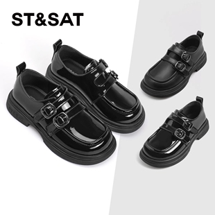 星期六乐福鞋女2026新款春季黑色小皮鞋厚底增高配裙子英伦风单鞋