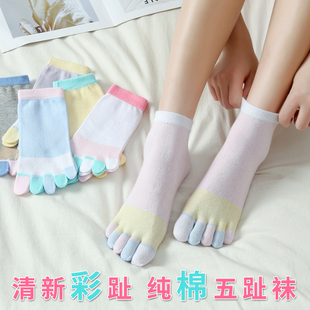 特价纯棉五指袜女春夏秋短筒全棉袜子船袜可爱分脚趾袜子吸汗防臭