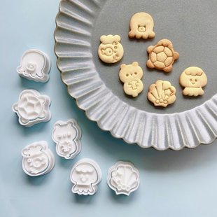 小可爱小号水母海龟曲奇烘焙饼干模具3D立体卡通家用 迷你海洋日式