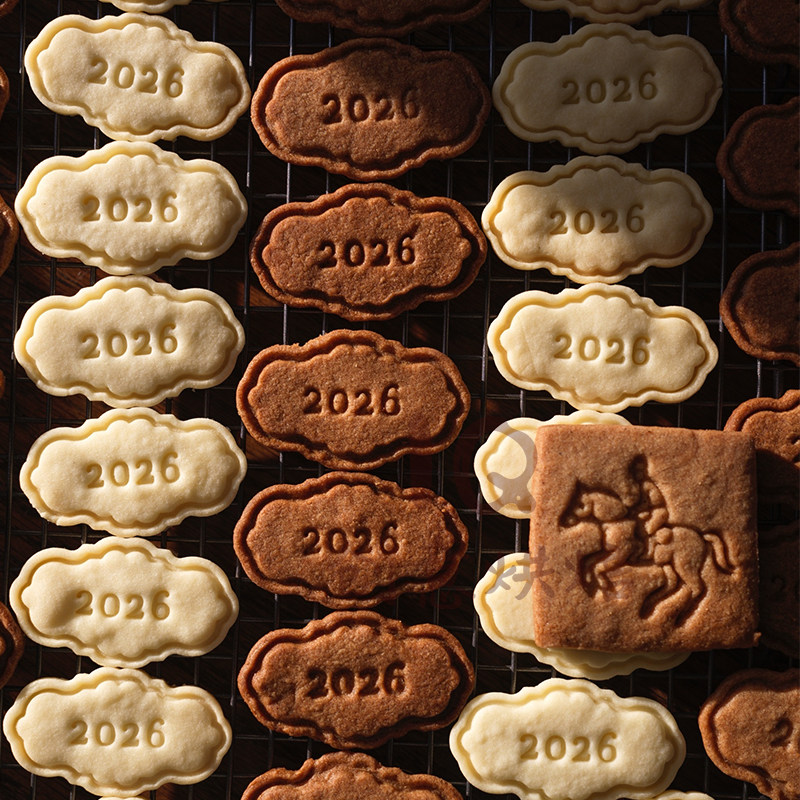 古董珐琅车牌数字2026新年饼干模具马年春节甜品树木翻糖烘培工具