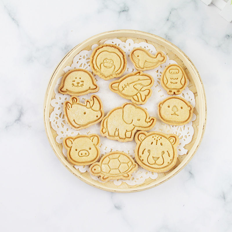 日式卡通动物海龟 鲨鱼饼干模具小号曲奇3D立体按压式DIY烘焙工具