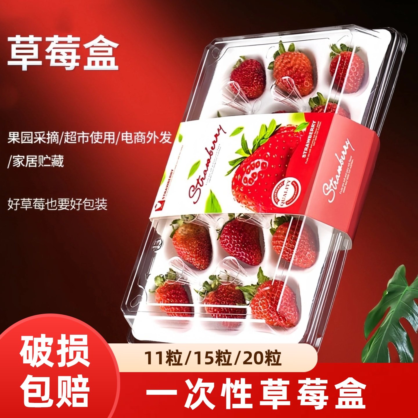草莓包装盒高档15粒内托透明塑料