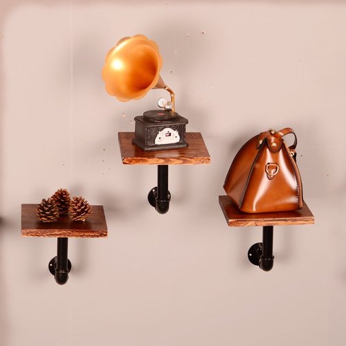 复古墙上鞋货置物层架服装店铁艺实木男女鞋包展示架货架包包隔板