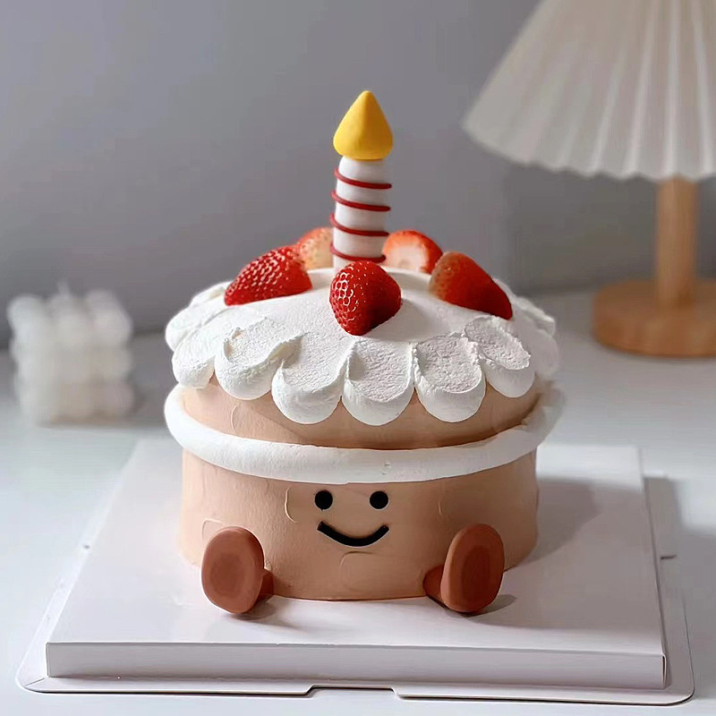 烘焙蛋糕装饰摆件小红书ins可爱简约生日蜡烛小脚蛋糕插牌插件