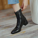 巨巨舒服 ins 软软软 简约百搭中跟弹力靴短靴真皮瘦瘦靴女单靴