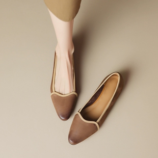 斯慕琳新中式配旗袍的鞋子复古渐变拼色平底奶奶鞋春季新款单鞋女