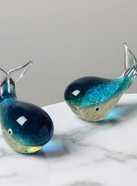 创意淄博博山琉璃大观园琉璃厂小海豚琉璃工艺品手工可爱动物摆件