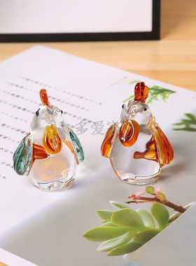 创意手工淄博博山琉璃大观园可爱小鸡琉璃摆件饰品家居手工制作