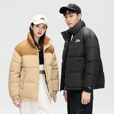 羽绒棉服女短款男女同款韩版拼色情侣装加厚冬季保暖面包服外套潮