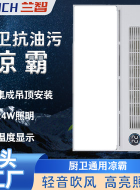 厨房凉霸集成吊顶吹风照明二合一风扇卫生间冷风机强力静音