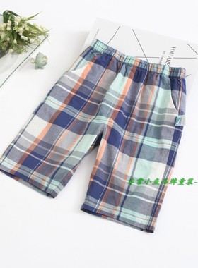 非常小鱼2019夏装39268男童梭织格子休闲中裤100-140码满百包邮