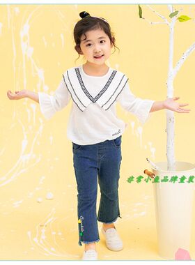 春款童装女童七分袖衬衫打底衫