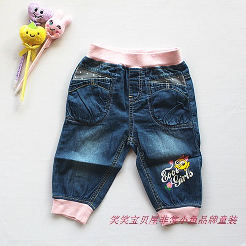 女童纯棉牛仔中裤满百包邮