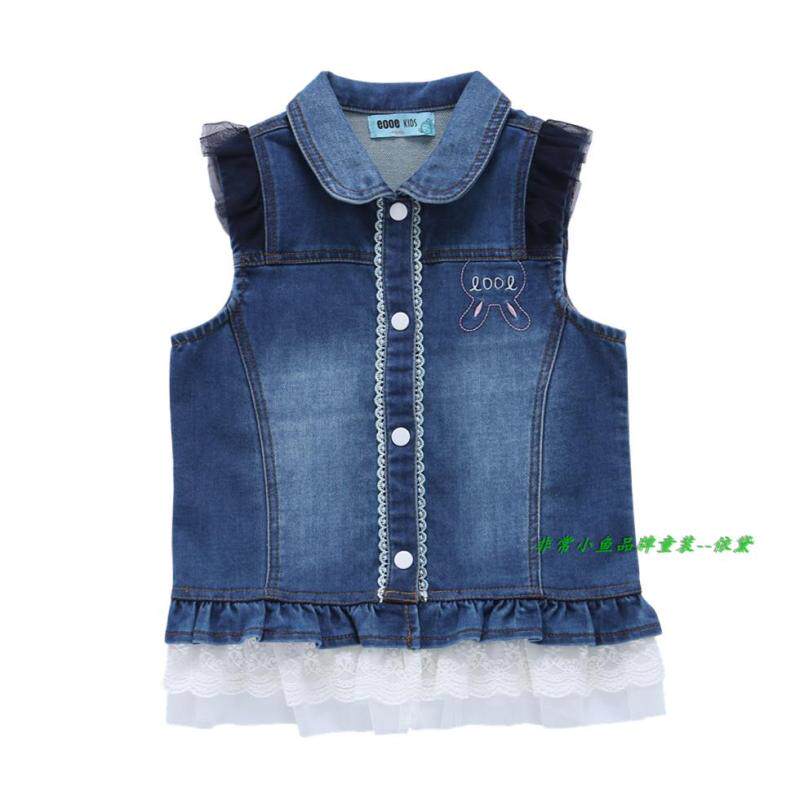 非常小鱼2018春款童装28174女童仿牛仔针织马甲100-140满百包邮