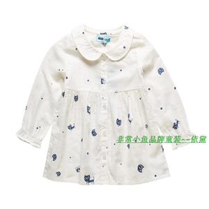 非常小鱼2017春款童装27169女童纯棉裙式衬衫90-120满百包邮