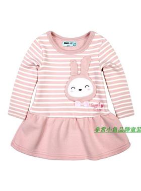 非常小鱼2017秋冬装27964女童针织绒布连衣裙上衣90-130满百包邮