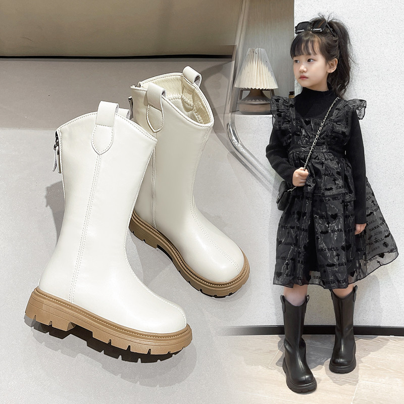 女童马丁靴2025年新款秋冬款加绒儿童靴子小女孩长靴高筒白色皮靴,童鞋/婴儿鞋/亲子鞋,皮靴,淘宝优惠券,粉丝福利购,淘宝优惠卷