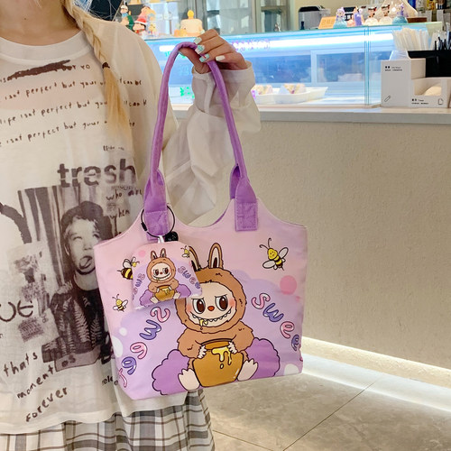 可爱卡通小清新布包包女水桶包