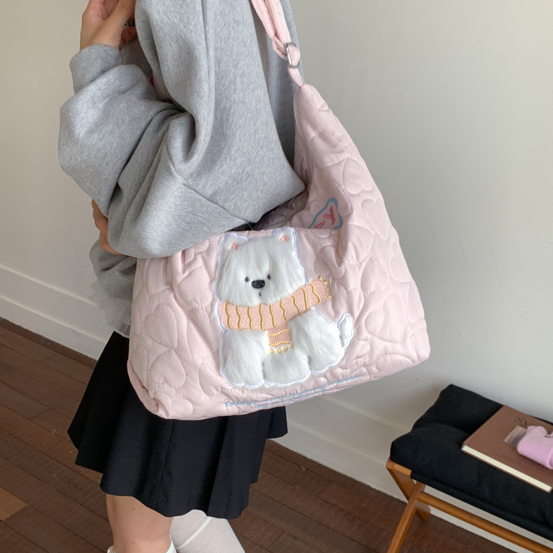 韩系大容量卡通刺绣托特包女