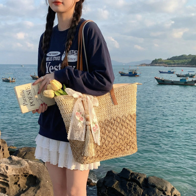 夏季草编包高级感编织水桶包包女