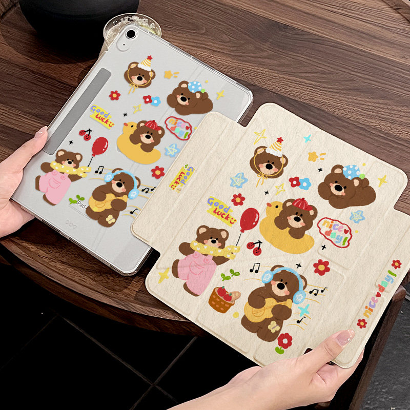 【磁吸分离款】苹果2025新款iPad保护壳MINI7磁吸拆分air5y型平板11代透明可拆卸儿童保护套卡通小熊10.2英寸