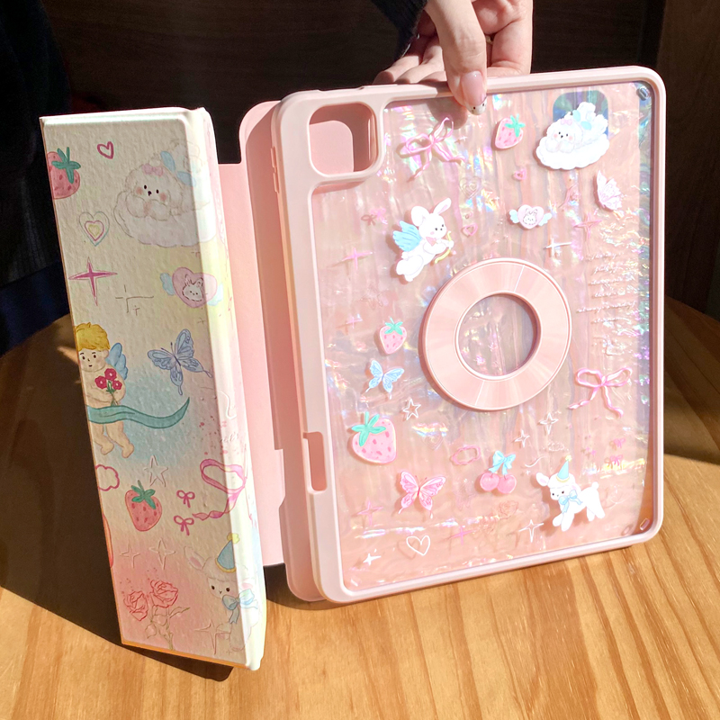 iPad保护壳送贝壳纹渐变镭射纸