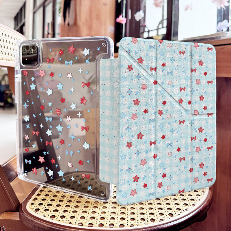 【三折+Y型】适用小米平板8pro保护壳手绘苹果兔子Y三折mipad平板保护套小米5/6/7带笔槽防弯亚克力横竖屏