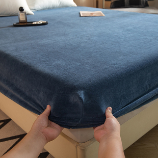 牛奶绒床笠单件床罩加厚珊瑚加绒冬季1.5斗笠保暖床垫套1米2定制